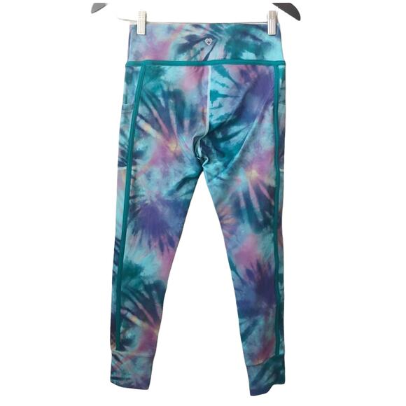 NWT Colosseum Women's Amour Workout Leggings Tie Dye Teal Medium Activewear Gym - Picture 3 of 9